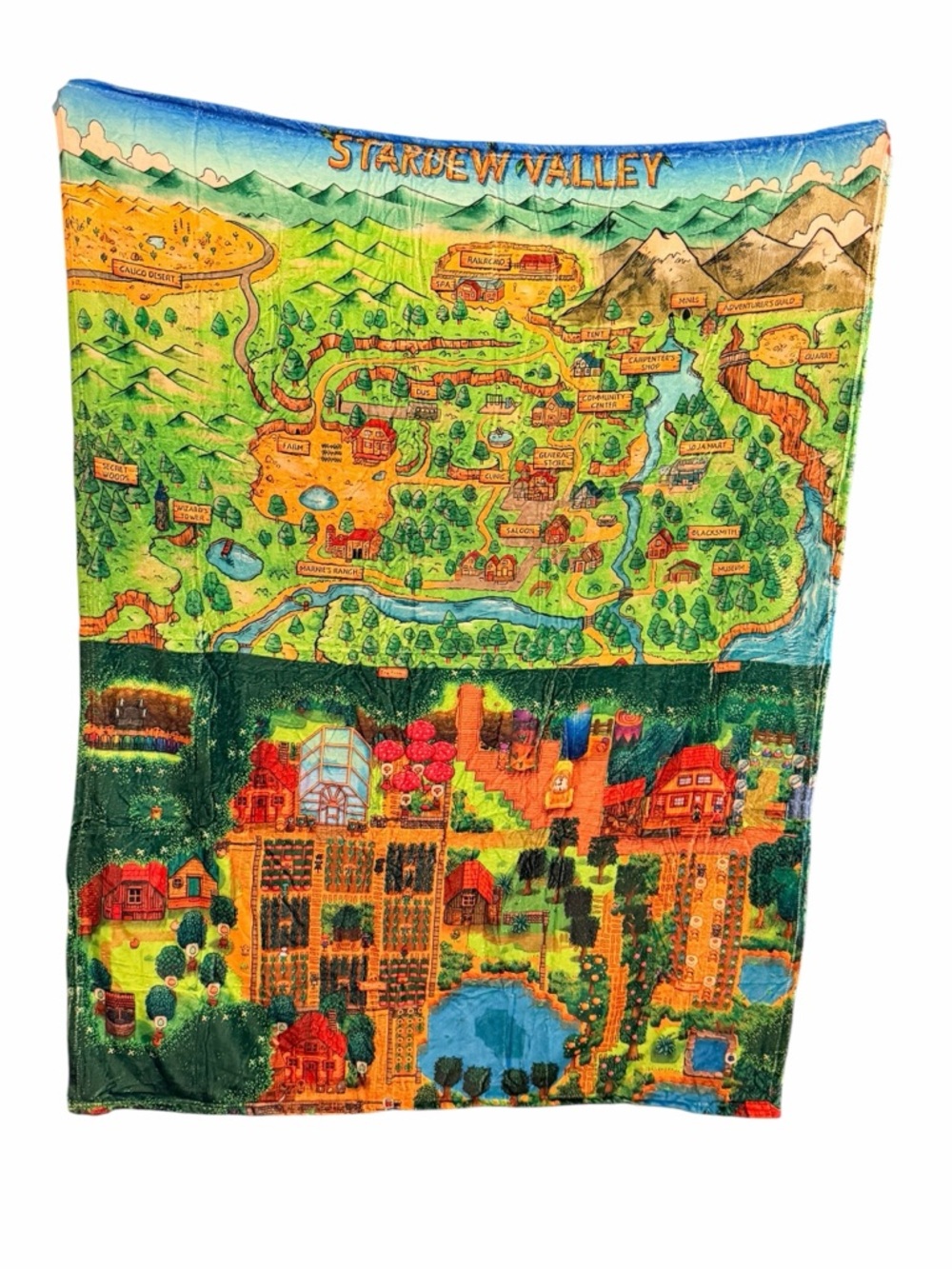Stardew Valley Game Map Throw Blanket - Vibrant Multi-Color